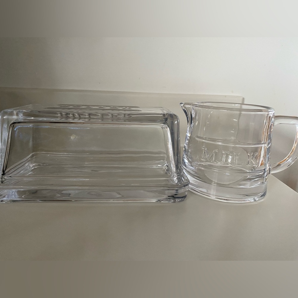 Hearth & Hand Clear Glass Butter Keeper & Creamer Set